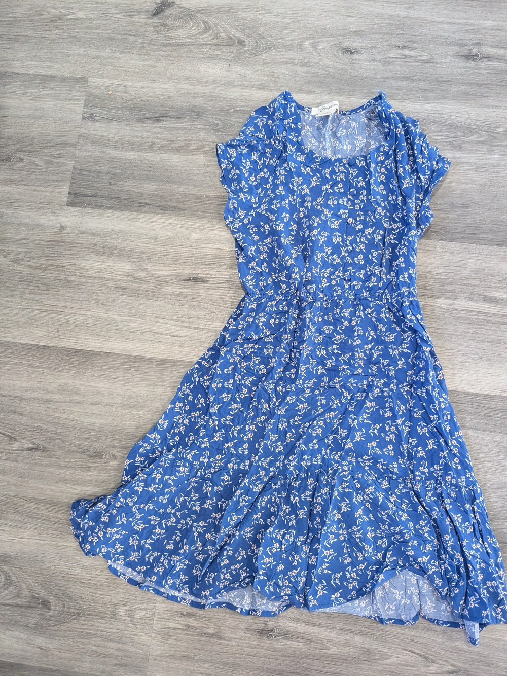 Blue Floral Midi Dress - Classic Women's Summer Dress